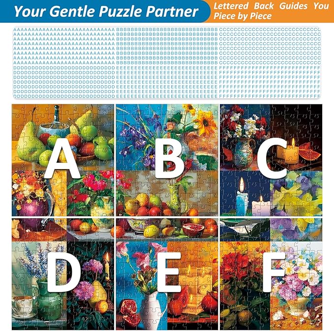 500 Piece Puzzle for Adults,Still Life Beauty Puzzle for Adults,Flowers, Fruit and Vases Jigsaw Puzzle,Home Decor Frameable,Unique,Perfectly-Fitting Pieces,Family Activity Game Nights Gifts,20.5x15in