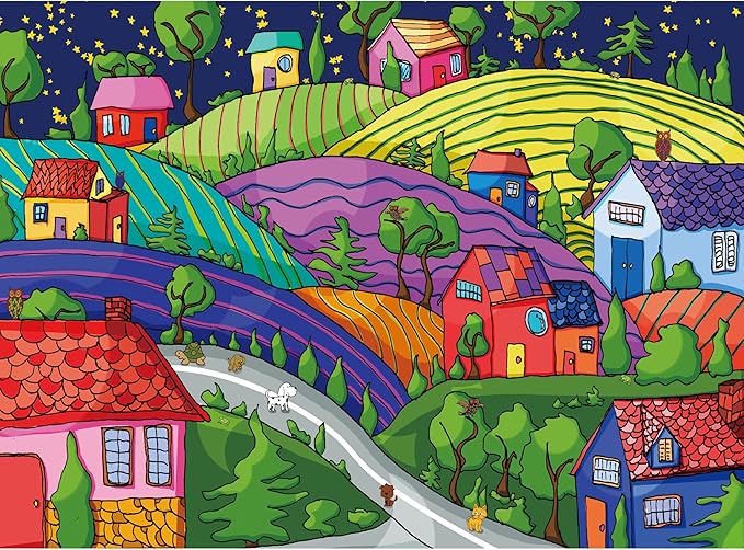 Lavievert Jigsaw Puzzle 500 Piece Puzzle for Adults - Village Under The Stars