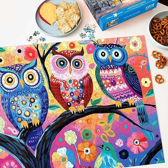 Bimkole Owl Puzzles for Adults 1000 Pieces, Animals Paper Jigsaw Puzzle 1000 Pieces - Fun and Challenging Family Decoration Puzzle Great Gift Idea, Finished Size is 31.5 x 16.14 in
