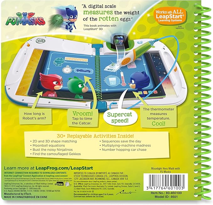 LeapFrog LeapStart 3D Moonlight Hero Math with PJ Masks Book, Level 2