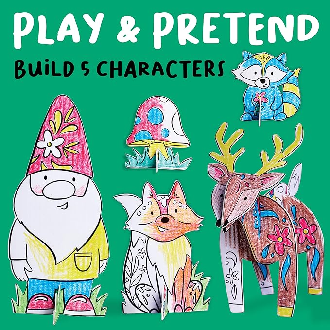 Creativity for Kids Wonder Worlds 3D Coloring Craft Kit: Enchanted Forest - Coloring Craft Kit for Kids, DIY Kit for Girls and Boys, Easter Basket Stuffers Kids Gifts (Ages 5+)