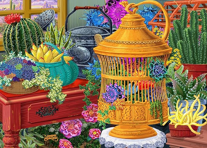 300 Piece Puzzles for Adults Large Piece - Jigsaw Puzzles for Seniors Kids - Succulent Afternoon Dreams - Licensed by Joseph Burgess