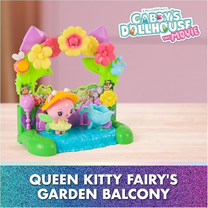 Gabby's Dollhouse: The Movie, Queen Kitty Fairy's Garden Balcony, with Toy Figure & Dollhouse Accessories, Kids Toys for Girls & Boys Ages 3 and Up