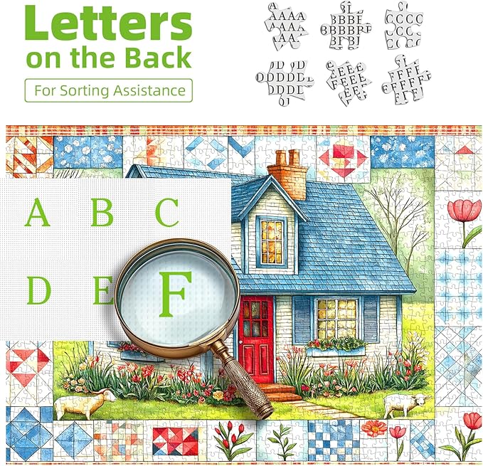 Blueforest Cottage Bloom Puzzles for Adults 500 Pieces,Challenging Jigsaw Puzzles for Adults,Country House Garden Puzzle for Family Game Night,Puzzle with Letters on Back,Recycled Paper Jigsaw Puzzle