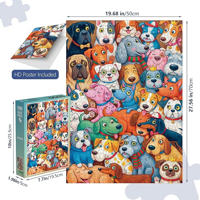 1000 piece Puzzle for Adults, Challenging Funny Doggy Delight Jigsaw Puzzles, Premium Matte Finish, 27.56 x 19.68 Inches, Perfect for Game Nights