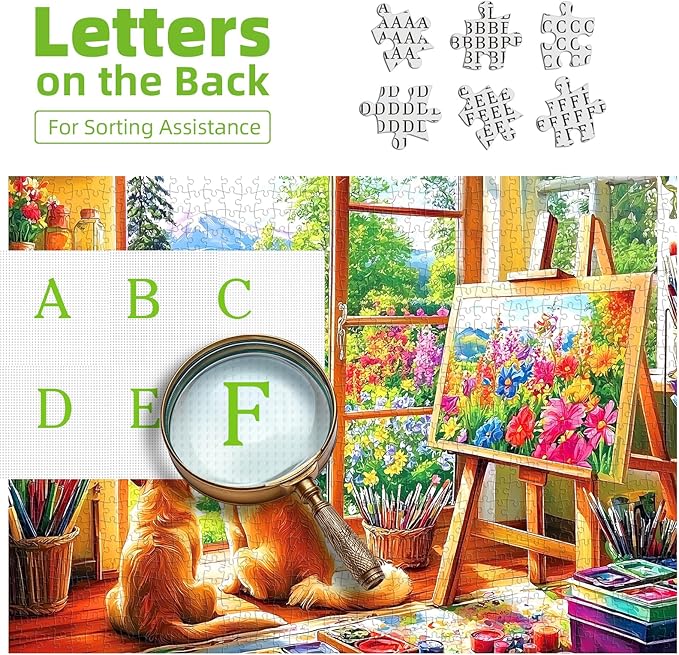 500 Piece Puzzles for Adults, Flower Garden Art 500 Piece Jigsaw Puzzles with Dogs for Home Decor and Relaxation Party Challenging Game Gifts Decoration (23 x 15 Inch)