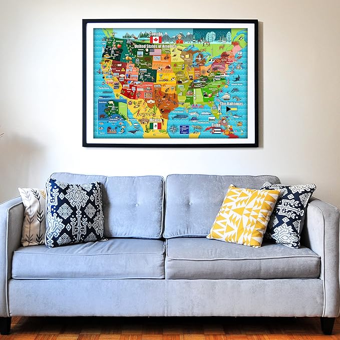 Think2Master Colorful United States Map 500 Pieces with Large Pieces Jigsaw Puzzle for 13+, Teens, Adults & Families. Great Gift for stimulating Interest in The USA Map. Size: 26.8” X 18.9”