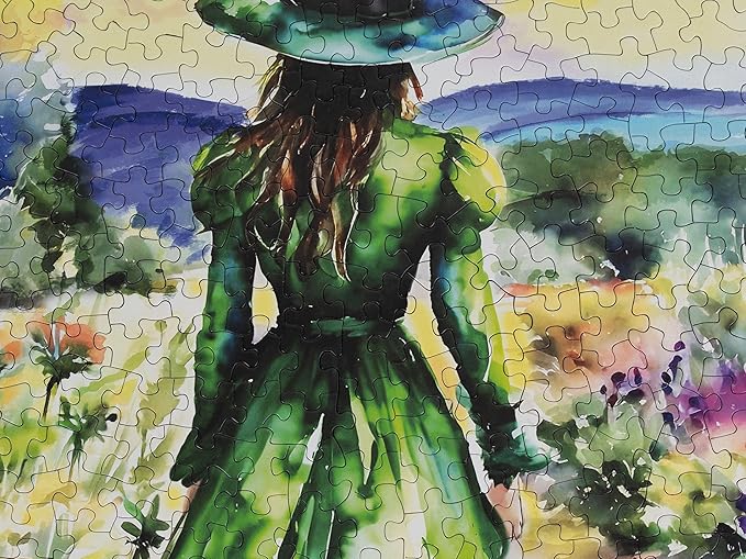 Springbok A Witches Journey 500 Piece Jigsaw Puzzle for Adults - Green Witch in Meadow - Unique Cut Pieces - Made in USA