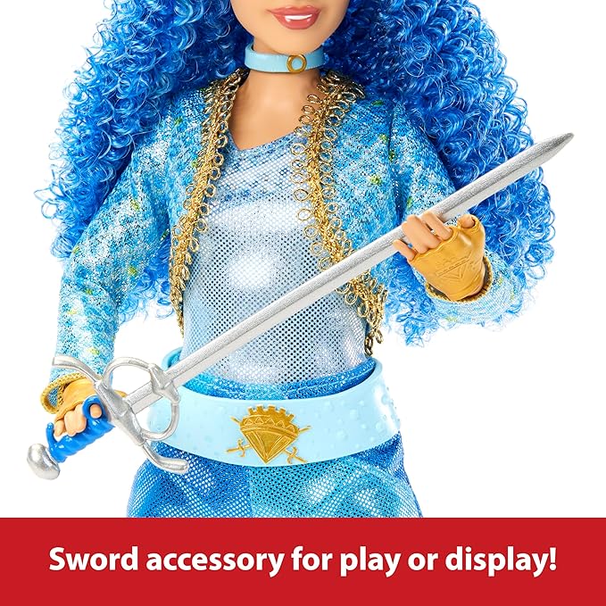 Mattel Disney Descendants: The Rise of Red Fashion Doll & Accessory, Princess Chloe Charming, Daughter of Cinderella with Movie-Inspired Clothes & Sword