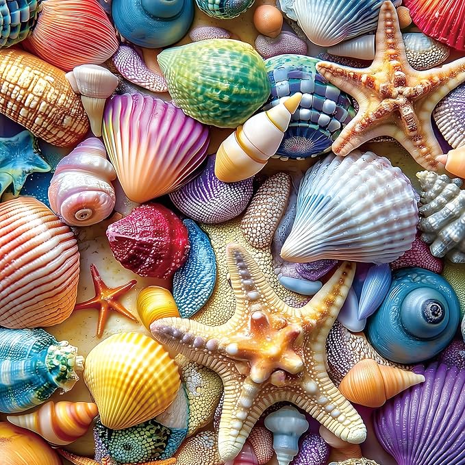 Blueforest 500 Piece Jigsaw Puzzle for Adults - Ocean Seashells & Starfish Theme, Challenging Puzzles with Vibrant Colors, Premium Cardboard for Stress Relief & Home Decor