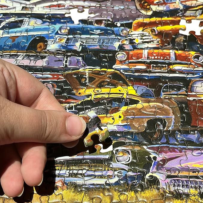 TDC Games Classic Car Puzzle Fabulous 50s Junkpile - 1000 Piece Vintage Jigsaw Puzzle for Adults