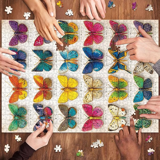 1000 Piece Puzzles for Adults,Butterfly Specimen Jigsaw Puzzle 1000 Pieces for Adults Seniors,Challenging Family Games Holiday Party Gifts -1:1 Poster Interlock Perfectly Letter on Back