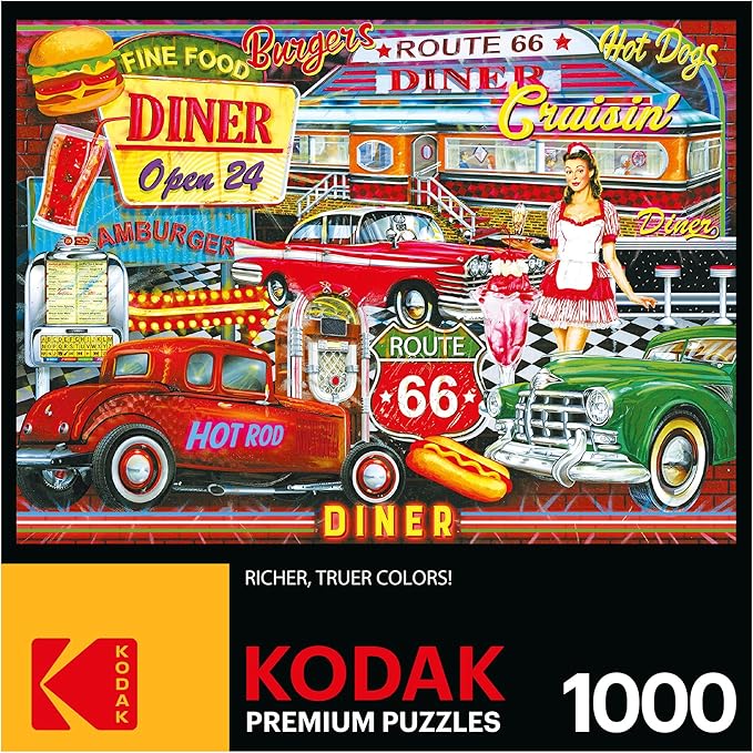 RoseArt - Kodak Premium - 50's Diner - 1000 Piece Jigsaw Puzzle for Adults
