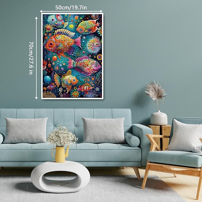Magic Ocean Fish Puzzle for Adult 1000 Piece, Nature Sea Jigsaw Puzzle Scenery, Colorful Marine Animal Puzzle