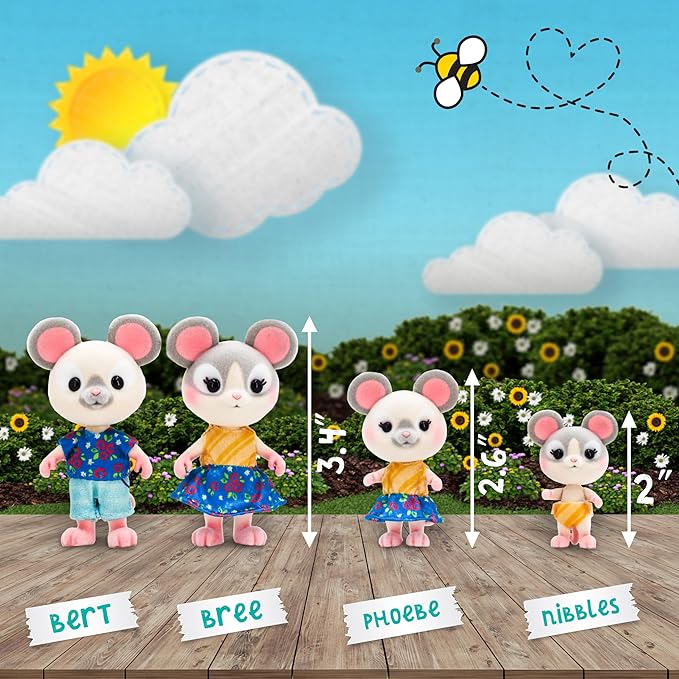 Honey Bee Acres The Cheddars Mouse Family, 4 Miniature Doll Figures, Small