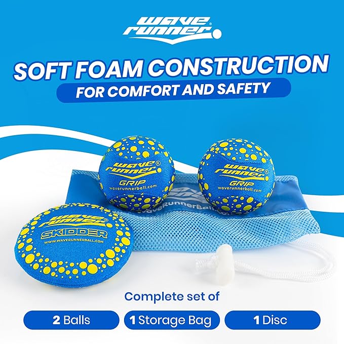 Wave Runner Soft Foam Water Pack Bundle Speed Duo Set Water Bouncing Grip Balls Great Summer Toy Beach Swimming Pool River Lake