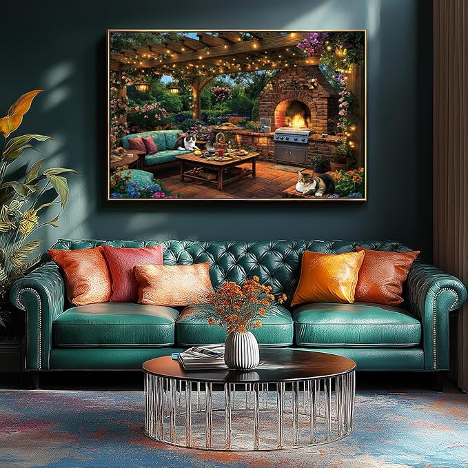 MINIWAN 1000 Piece Jigsaw Puzzle for Adults - Challenging Garden Patio Scene with Twinkling Lights, Vibrant Hydrangeas - 27.5"x19.7" Art Puzzle, Unique Gift for Game Nights