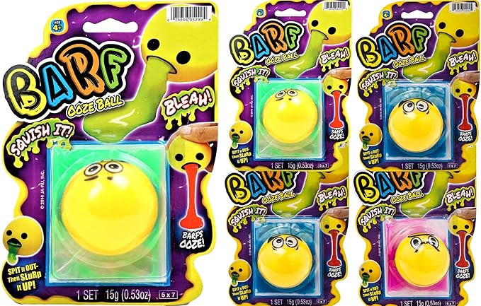 JA-RU Barf Slime Toy Squishy Stress Balls for Kids (4 Fidget Ball Assorted) Throw Up Vomit Slime Balls. Anti Stress Squeeze Toy. Funny Pranks Party Favors Easter Egg Fillers. 5299-4p