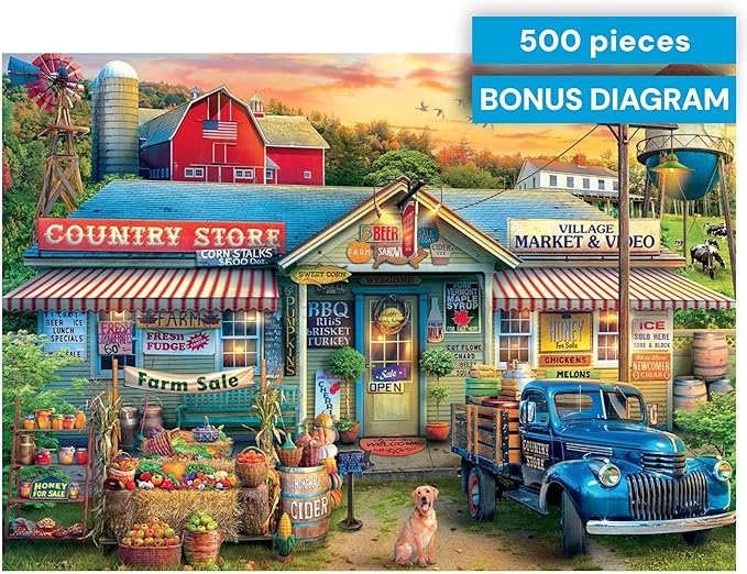 Puzzles for Adults 500 Pieces – Buffalo Games Country Living: Farm Life by Eduard, Nostalgic 500 Piece Jigsaw Puzzle for Adults with Poster, Premium Puzzle Made in the USA