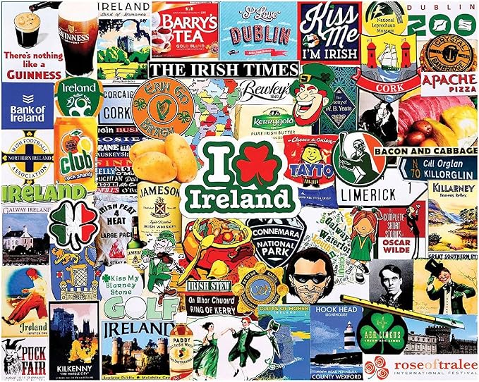 White Mountain 1000 Piece Jigsaw Puzzle Irish Culture Collage Puzzles with Large Pieces for Adults and Family 24"x30" – I Love Ireland