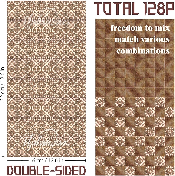 Dollhouse Flooring Tiles on 1/12 1/6 Scale Miniature Decor Accessories 128pcs Double-Sided