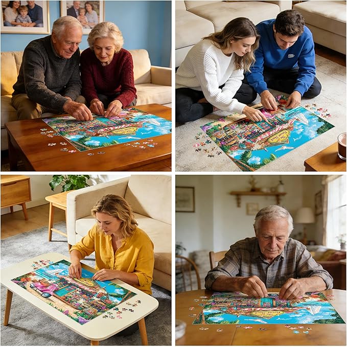 500 Pieces Puzzle for Adults, Beach House Flower Puzzle, Recycled Cardboard Jigsaw Puzzles 500 Pieces, Challenging Puzzles Game Home Art Decor Birthday Party Gift Toy for Teens Seniors 20.5 * 15 inch