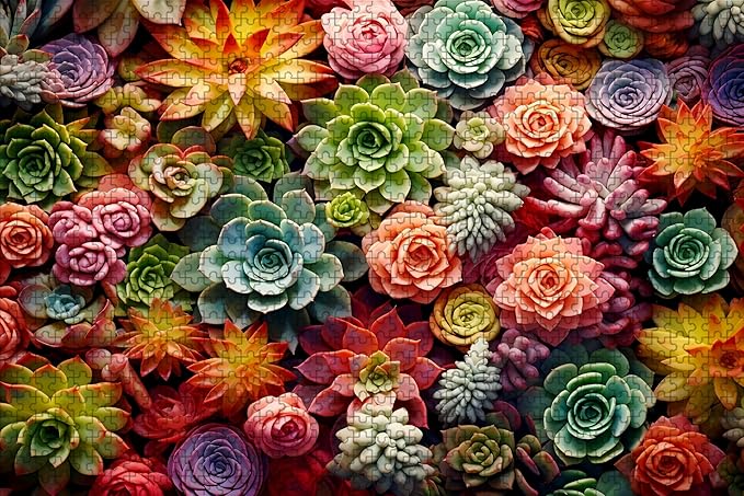 1000 Piece Puzzle for Adults - Succulent Plants - Family Toys, Gift (Succulent, 1000 Pieces)