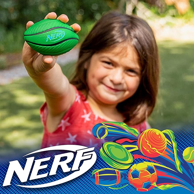 Nerf Micro Foam Sports Ball Set - Kids Foam Micro Football, Soccer Ball + Basketball Set Soft Stress Relief for Kids - Assorted Color