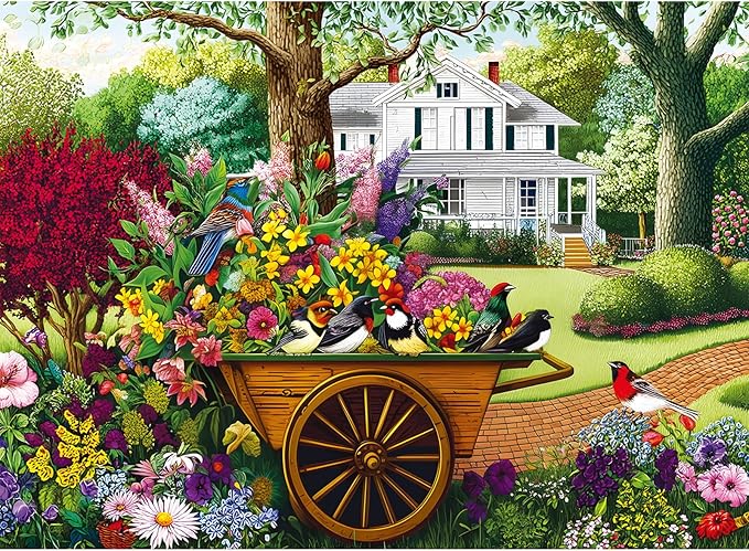 500 Pieces Puzzle for Adults,Birds and Flowers Puzzle,Recycled Cardboard House,Tree,Landscape Puzzles 500 Piece,Challenging Game Home Decor Birthday Party Gift Toy for Adults Seniors 20.5 * 15 in