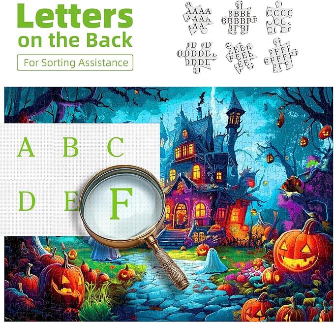 Halloween Haunted House 1000 Piece Jigsaw Puzzle for Adults Gothic Mansion Spooky Ghosts Pumpkins Night Scene Horror Fun Challenging 1000pc Jigsaw for Game Night(27.6"x19.7")