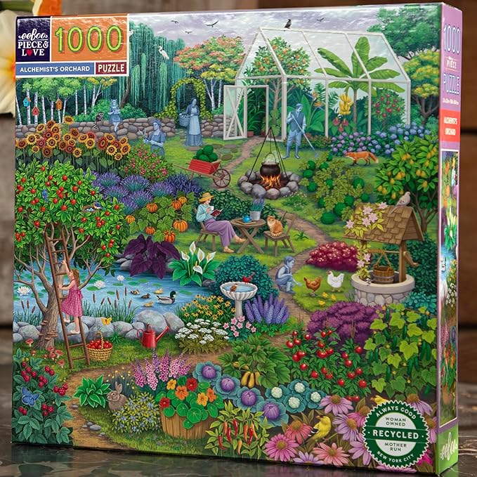 eeBoo 1000 Piece Puzzle - Alchemist's Orchard Jigsaw Puzzle for Adults, Square 23" x 23" Made with Recycled Board & Vegetable-Based Ink