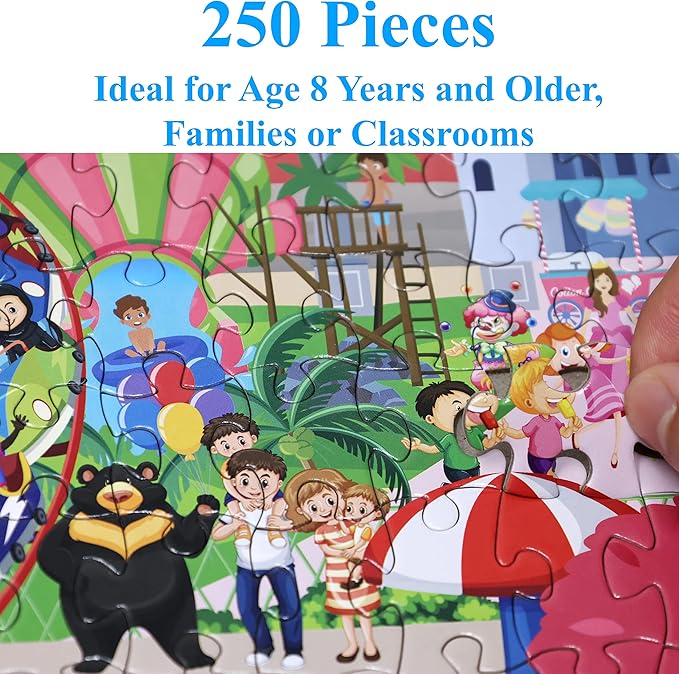Think2Master Amusement Park 250 Pieces Jigsaw Puzzle. Great Gift. Large Pieces. Size: 14.2” X 19.3”