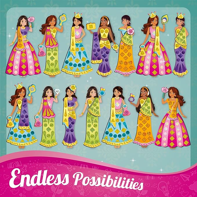 Imagimake DIY Magnetic Dress-Up Indian Princess | Pretend Play Toys for Kids | 30 Magnetic Dresses & Accessories | Interchange & Create Unlimited Outfits | Birthday Gift for 3,4,5,6,7,8 Year Old Girl