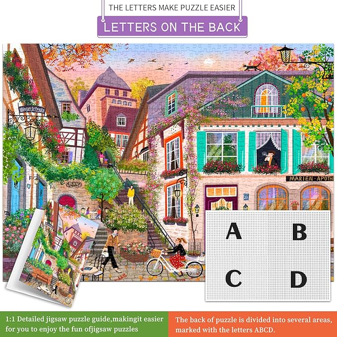 HUADADA Puzzles for Adults 1000 Pieces,Challenging Game Toys, Puzzles 1000 Pieces,Impossible Puzzle, Family Decoration Puzzle-Sunset in the Alley