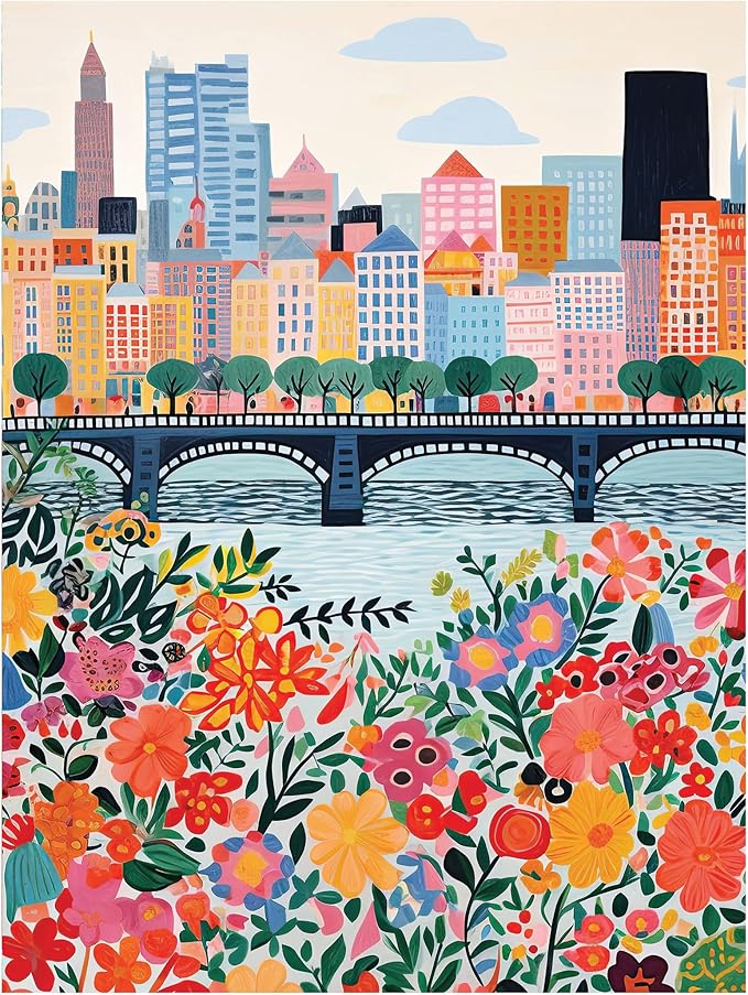 RoseArt - Vertical Visions - City Flowers - 500 Piece Jigsaw Puzzle - Stunning Cityscape and Floral Design Puzzle for Adults