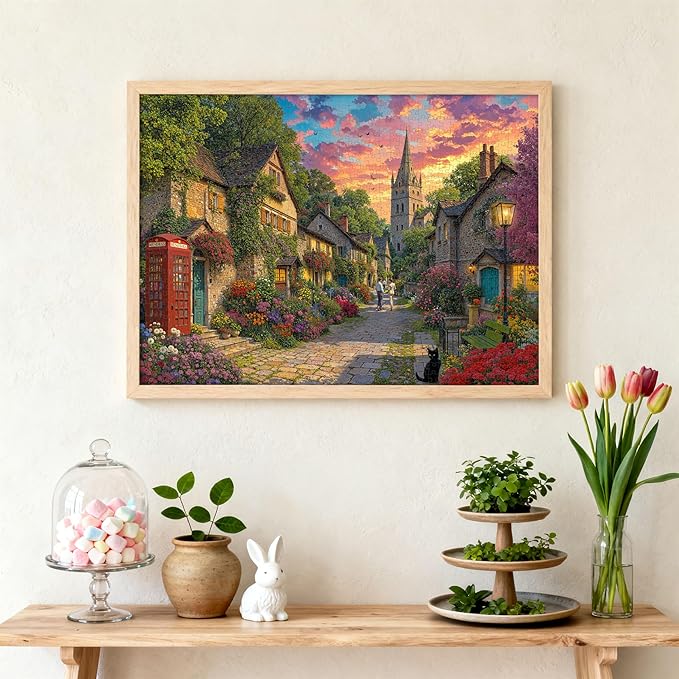 Jigsaw Puzzles for Adults 1000 Pieces - Church Lane, Village Church Puzzle for Adults, Challenging Art Jigsaw Puzzles - Little Chapel Puzzles 27.5" x 19.7" Home Decor Birthday Gifts