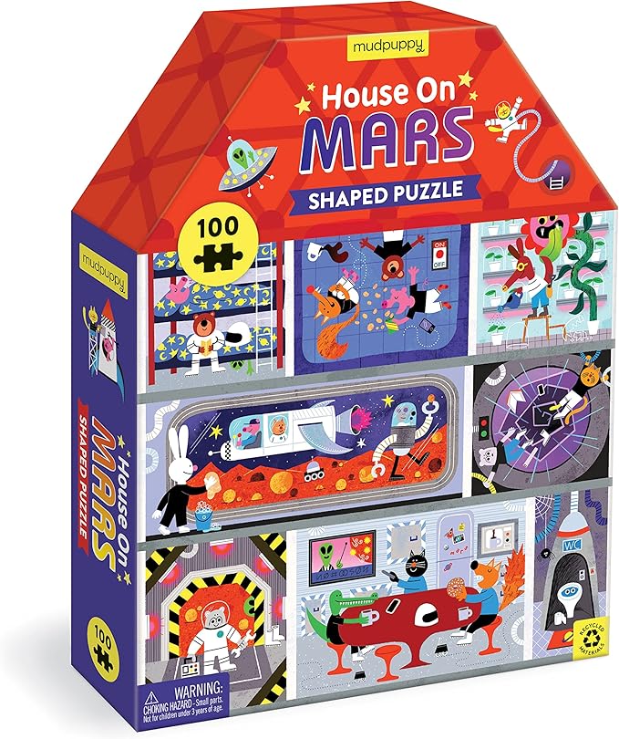 Mudpuppy House on Mars 100 Piece House-Shaped Puzzle