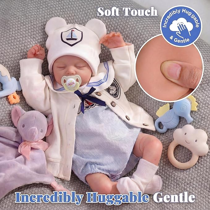 JIZHI Reborn Baby Dolls Boy - 20 Inch Cute Soft Realistic Newborn Baby Doll with Poseable Body, Real Life Baby Dolls with Accessories for 3+ Year Old Gifts, Pretend Play