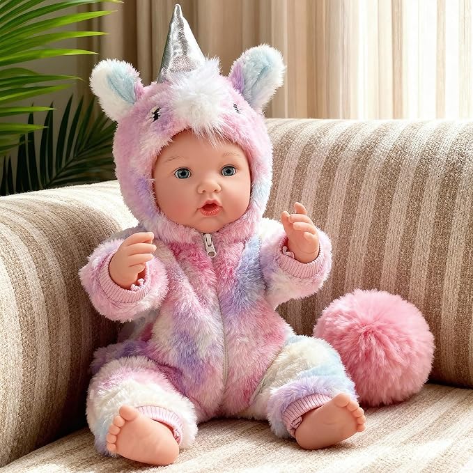 17Inch Baby Doll - Realistic Cute Soft Body Baby Doll Real Life Reborn Silicone Baby Dolls with Bottles & Pacifier, Diapers, Gift for Girls Ages 3+, Pretend Play & Collectors