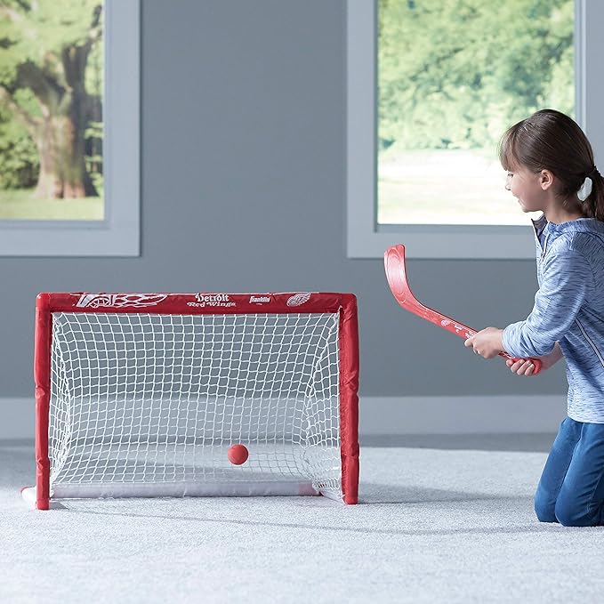Franklin Sports NHL Mini Hockey Set - Kids Indoor Knee Hockey Goal, Ball, + 2 Stick Combo - Youth Team Indoor Toy Set - Official - Ages 3+