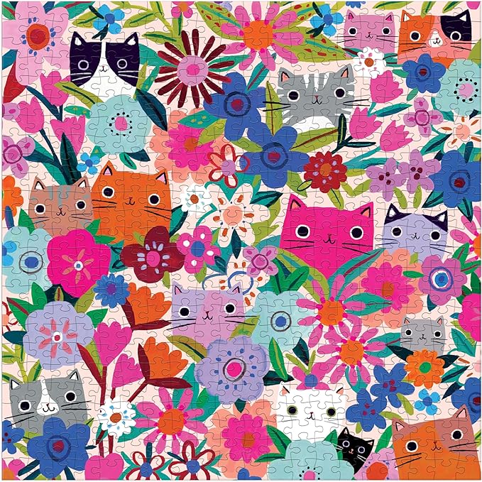 Mudpuppy Blooming Cats – 500 Piece Family Jigsaw Puzzle with Colorful and Fun Illustrations of Floral Themed Cats for Children Ages 8 and Up