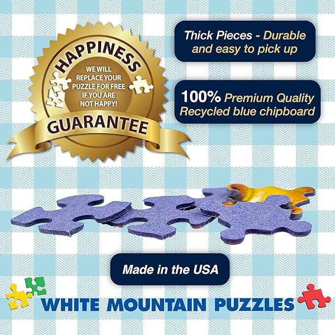 White Mountain 1000 Piece Jigsaw Puzzle Vintage Fish Signs Collage Puzzles with Large Pieces Gift for Adults and Family 24"x30" - I Love Fishing