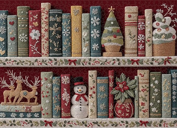 Holiday 1000-Piece Puzzle for Adults - Christmas Embroidery Book Collection Puzzle, Relaxing Jigsaw Puzzle, Fun and Challenging Jigsaw Puzzles, 26.65 x 19.25 in
