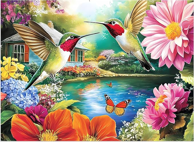 500 Pieces Puzzles for Adults Puzzle Hummingbird Flower Jigsaw Puzzles 500 Piece for Seniors, Letters on Back Challenging Toys Great Gift for Family Friends 20.5 x 15 in