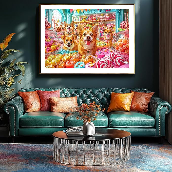 Puzzles for Adults 1000 Pieces, Cute Dogs and Candy Jigsaw Puzzle for Adults, Fun & Challenging Puzzles for Adult Family Game Gift for Friends and Family (27.5"x19.7")