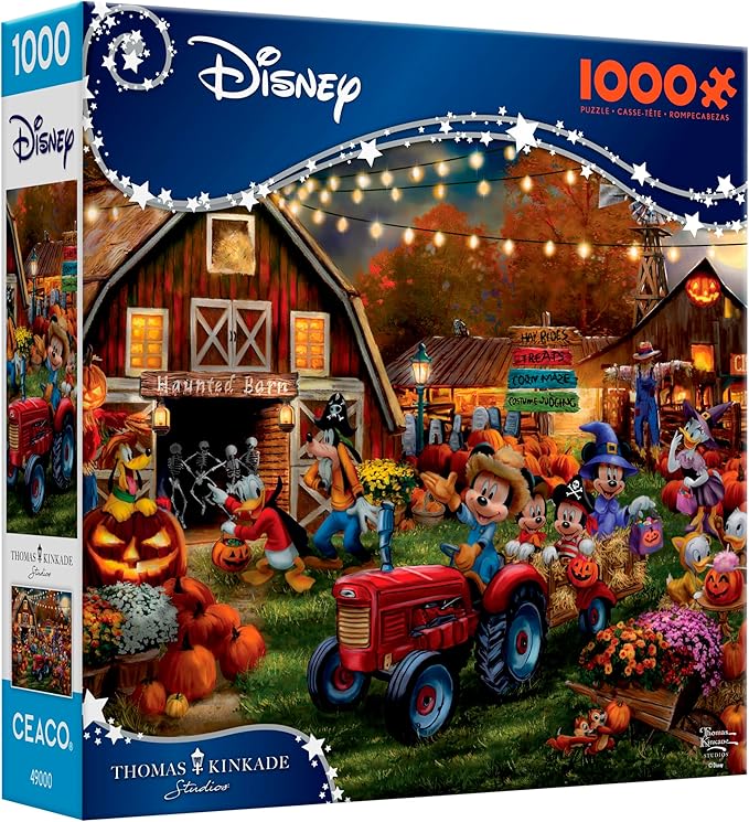 Ceaco - Disney – Thomas Kinkade - Mickey and Minnie Pumpkin Festival – 1000 Piece Jigsaw Puzzle  Challenging and Colorful Puzzle for Adults – Precision-Cut Pieces