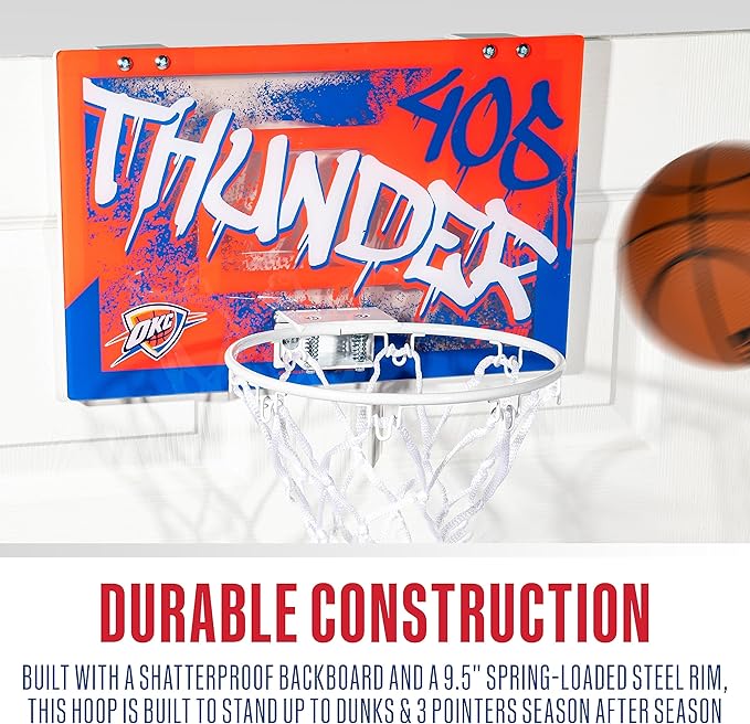 Franklin Sports NBA Team Over the Door Basketball Hoops - Kids Indoor Mini Basketball Hoop + Ball Set - NBA Fan Mini Hoops