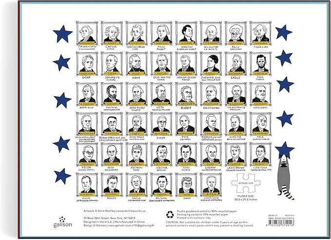 Galison Presidents' Pets 2000 Piece Puzzle from Galison - Difficult Jigsaw Puzzle Featuring Pets That Have Lived in The White House, Thick and Sturdy Pieces, for The Puzzler in Your Life!