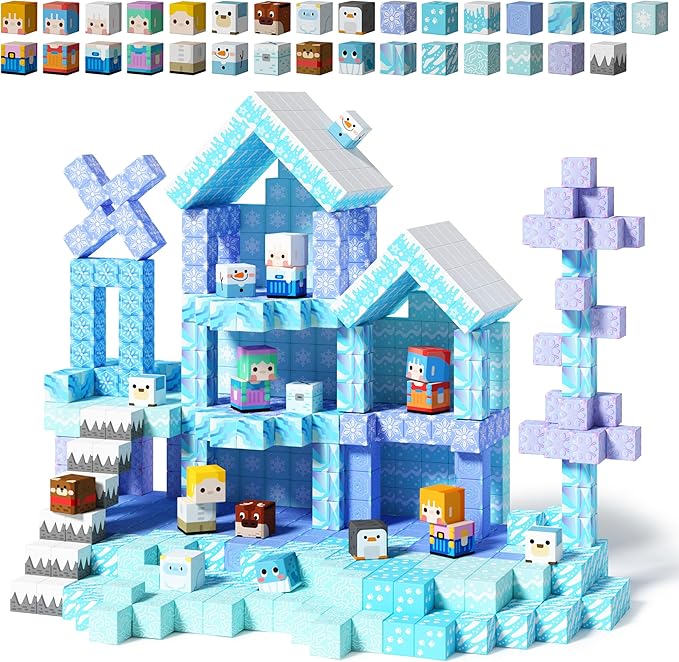 GobiDex 100PCS Magnetic Blocks Magnet Building Toys, Princess Castle Toys for Girls, Upgraded STEM Sensory Birthday Gift for Kids Age 3+ Years Old