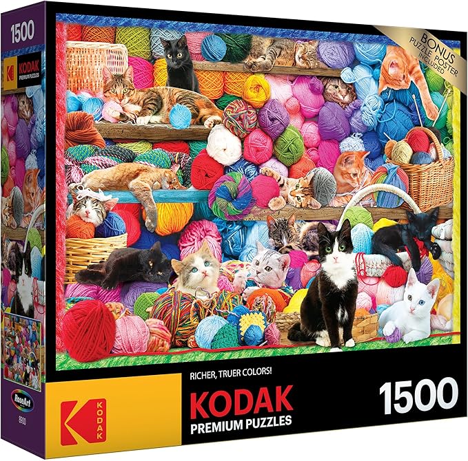 RoseArt - Kodak Premium - Cats and Yarn - 1500 Piece Jigsaw Puzzle for Adults